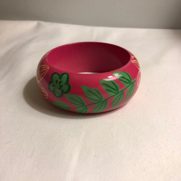 Vintage Wooden Bracelet with Hand Painted Flowers - Picture 5 of 13